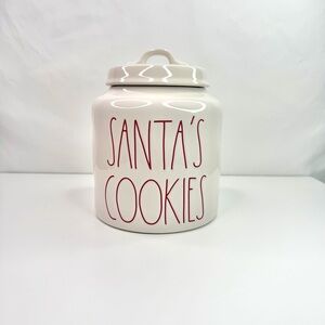Rae Dunn White Red Santa's Cookies Jar Canister